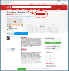Leave A Yelp Review For Go Creative Wireless